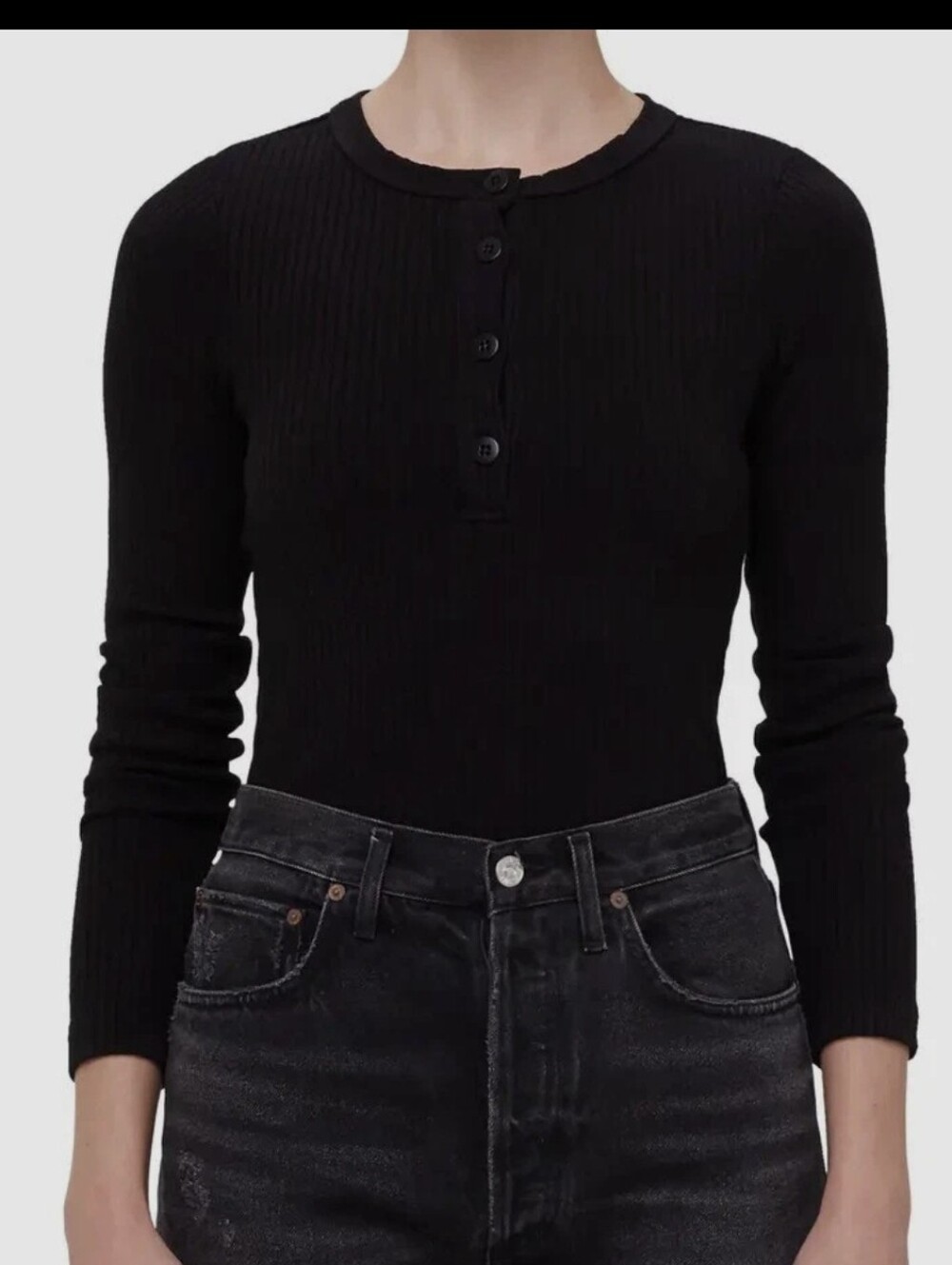 Citizens of Humanity Women's Black Celeste Back Cutout Henley